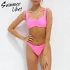 Dames Swimwear High Cut tweedelige pakken Red Micro Bikini 2021 Bandeau Swimsuit Push Up Women Bathers Sexy Biquinis Summer Beach Wear