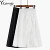 Koreaanse onregelmatige trekkoord witte tooling rok student vintage A-lijn hoge taille plooirok zomer vrouwen rok streetwear 210619