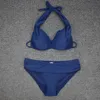 Sexig bikinis halter badkläder kvinnor bikini set två styck push up triangle baddräkt svart back slips stängning sommar bikinis s ~ xlx0523