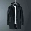 Fojaganto Mäns Mid-Length Jacket Youth Korean Style Slim Stand-up Collar Windbreaker Casual Hooded Windproof Men 211126