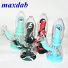 7.5'' Glow in the dark Smoking beaker water pipe hookah silicone tobacco hand pipes oil rigs glass bong dab rig quartz banger dabber tool