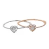 17-19 cm amor coração pulseiras pulgles mulheres pulseira de aço inoxidável pulseira inlay strass cor-de-rosa cor prata cor presente de jóias
