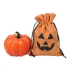 Sacchetto di caramelle di Halloween Forniture per feste di festival Confezioni regalo di lino Tasca con coulisse Black Devil Orange Storage Home Festival Decorazione Personalizza modelli A02