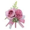 Wedding Corsage Flower Silk Rose Groom Boutonniere Pin Wstążka