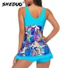 Two Piece Swimsuit Swim Skirt Swimwear Plus Size Print Bathing Suit Brazilian Women Swimming Wear Push Up Vintage Monokini 210611