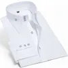 Przypadkowa sukienka męska koszula z długim rękawem Luksusowy przycisk Silk Cotton Slim Fit Hand Szycie mody Brak prasowania Western Design 210809