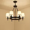 Ljuskronor amerikanska ljuskrona modern brons koppar till sovrum kök vardagsrum tyg lampskärm tak hem belysning
