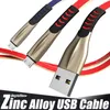 Сплав цинкового сплава быстрая зарядка данных типа C Micro USB-кабели для телефонов Moblie 2.4A SuperFast Charger 1M 2M 3M