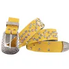 Cinturas de diseñador 2023 Fashion Rhinestone Cinturones de cuero genuino para mujeres Hebilla de lujo Mujer Cinturón Segunda capa Correa de vaca Santa Fábrica 035