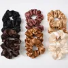 Scrunchies Hairbands Solid Satin Hair Bands Large intestine Hair Ties Ropes Girls Ponytail Holder Hair Accessories 6 Designs BY1575 79 Y2