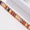 Gold Filled Copper Cubic Zircon Adjustable Colorful Bracelet For Women Girls Rainbow Jewelry Birthday Party Wedding Gift Charm Bra1919