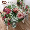 Sängkläder utloppsblommor kök duk löv röd grön vit vattentät trasa tropiska växter dekorativt lock 210626