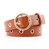 Belts Female Leather Belt Round Metal Pin Buckle Circle Brand Fashion Punk O Ring For Ladies Design Accessaries