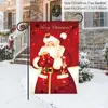 Bandiera da giardino di Natale Doppi lati Lino Babbo Natale Decorazione per la casa all'aperto Banner Bandiere Regalo di Natale Capodanno Navidad Bandiera appesa