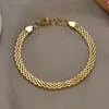 Bracelet plaqué or et argent de 6MM de largeur, chaîne en maille carrée en acier inoxydable, Style marque de luxe, bijoux pour femmes