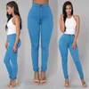 Women Jeans Fashion Solid Leggings Sexy Fitness High Waist Trousers Female White Black Blue Skinny Clothing 210522