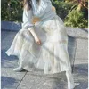 Vår sommar söt härlig tryckkula klänning kjolar hög midja femme fe faldas mujer elegant färsk jupe japan stil 210514