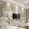 Casa personalizzata 3D Stereo Stereo Cavallo Bianco Carta da parati Murali Impermeabile Carta da parati moderna per soggiorno