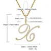 Jinao Fashion Cursive Letters A-Z Hängsmycke Halsband Hip Hop Cubic Zircon Charm Smycken för Män Kvinnor Gåvor