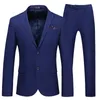 Traje de dos piezas para hombre, trajes negros y azules, Blazer de marca, vestido de boda ajustado para novio, chaqueta coreana, pantalones, pantalones, Blazers para hombre