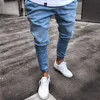 2020 Mężczyźni Dżinsy Dżinsy Plisowane Skinny Biker Spodnie Czarny Niebieski Dżinsy Dżinsy Spodnie dla Mężczyzna Slim Fit Hip Hop Men Jean Spodnie X0621