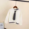 2021 Nuovo Inverno Abbigliamento per bambini Maglione lavorato a maglia Ragazzi Vestiti con cravatta Fresco Pullover Ragazze Maglioni lavorati a maglia Cappotti Maglieria calda Y1024