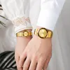 Relojes de pulsera pareja relojes moda negocio cuarzo de acero inoxidable hombres reloj para mujeres reloj de oro par de pares en los amantes 2021