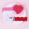 Baby Fandbands Girls Valentine's Day Hairbands Bambini Elastic Heart Pizzo Copricapo per bambini Bow Headwear Accessori per capelli WKHA28