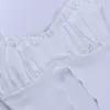 Sommarbandage Folds Tank Topps Sexig Crop Vest Solid Kvinna Kort T-shirt Streewear Kvinnor Hollow Out 210608