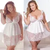 Women's Sleepwear Sexy Women Lingerie Nightgown Erotic Lace Nightdress Pajama Underwear With Thongs Nightwear Plus Size