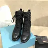 2022 designer de luxo mulher moda botas de couro e tecido de náilon botas femininas tornozelo motociclista austrália salto plataforma tênis de inverno com caixa