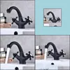 Bathroom Sink Faucets Faucets, Showers & As Home Garden Deck Mount Two Handles Basin Faucet Black Mixer Tap And Cold Water Drop Delivery 202
