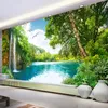 Custom 3D Wall Mural Wallpaper Home Decor Green Mountain Waterfall Nature Landscape 3D Po Wall Paper For Living Room Bedroom 210722