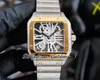TWF Horloge Skeleton LM WHSA0019 Швейцарская Ronda 4S20 кварцевые мужские мужские часы наблюдают двухтологическое золото быстрое разборка из нержавеющей стали супер издание Pure Edition A262B2