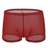 Sexig se genom boxare underkläder för män Mesh Thin Boxer Shorts Solid transparent andningsbara manliga underbyxor trosor CUECA183H