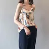 Tank Top Women Silk Satin Loose Plus Size Tropical Jungle Folk Style Print V-neck Strap Halter Vest Female Undershirt Lingerie 210623