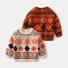 2021 Boys Stripe Knit Pullover Toddler Knitted Sweaters O-Neck Top Children Fall Winter Warm Knitwear Christmas Pullover Outwear Y1024