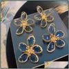 Stud Earrings Jewelry S925 Sier Needle Bohemian Large Petal Luxury Exaggerated Women Glass Crystal Earring Bridal Versatile Ear