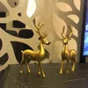 NORTHEUINS Resin Golden Deer Bull Figurines for Interior Nordic Animal OX Statue Official Sculptures Home Decoration Accessories 211108