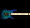 Rare guitare électrique Jack Son PC1 Phil Collen Signature chlore bleu dessus en érable matelassé, chevalet Floyd Rose Tremolo, quincaillerie dorée