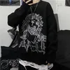 Woherb Harajuku Sweter Kobiety Człowiek Punk Streetwear Jacquard Drukuj Dzianiny Pulower Koreański Moda Pull Jumper Unisex 211018