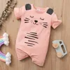 Varış Yaz Bebek Sevimli Hayvan Baskı Bodysuit Rompers Giyim 210528