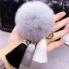 Koreański Kreatywny ICE Silk Tassel Kobieta Klucz Łańcuch Car Key Chain Wisiorek Rex Rabbit Fur Ball Plush Torba Wisiorek