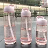 Borraccia da 550 ml Bottiglie sportive di grande capacità con cannuccia in plastica da viaggio all'aperto Scuola per studenti per bambini