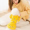 Dog Apparel Yellow Cute Pet Dresses Cartoon Two-legged Clothes For Small Medium Dogs Winter Flowers Christmas Princess Clothing