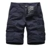 Shorts pour hommes Casual Cargo Multi-Poches Street Wear Vêtements de mode Pantalon en coton Longueur au genou Zipper Fly 210716