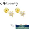 Argent blanc Moonmory Sterling Zircon fleurs perle boucle d'oreille pour fille cadeau de noël vente plante minuscule Brincos bijoux