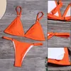 2021 Sexy Micro Bikinis Mujer女性水着ソリッドトーンビキニセット水着水泳スイミングスーツMayo Biquini Maillot de Bain Y0820