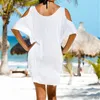 New Arrivals Letter Print Ladies Beach Dress Bikini Cover up Swimwear Robe Plage Saida de Praia 210319