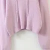 長袖の巾着緩いファッション野生のフード付きプルオーバーニット女性のセーターカジュアルスポーツシックな女性のセーター210507
